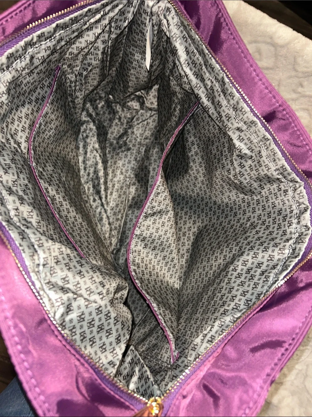 Badgley Mischka Plum Satin Tote Bag